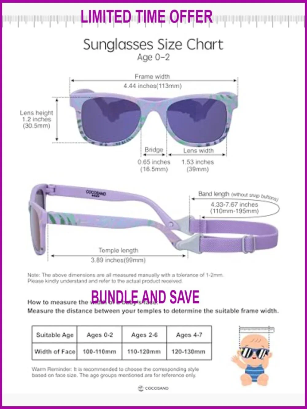 Flexible Polarized Baby Sunglasses with Adjustable Strap UV Protection